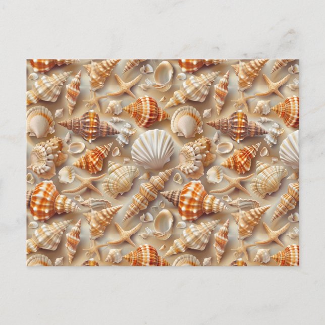 Coastal Elegance Seashell Pattern Postcard (Front)