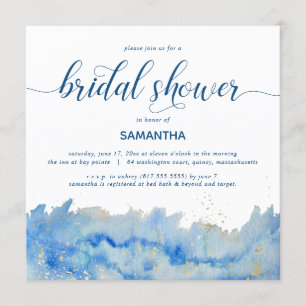Coastal Elegance Watercolor Bridal Shower Invitation