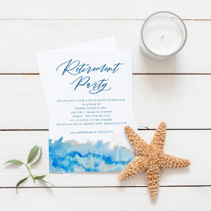 Coastal Elegance Watercolor Retirement Party Invitation