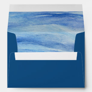 Coastal Elegance Watercolor Wave Classic Blue Envelope