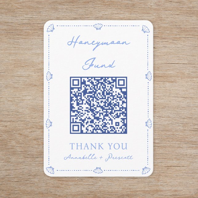 Coastal Elegant Wedding Honeymoon Fund QR Code Enclosure Card (Creator Uploaded)