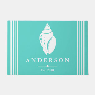 Coastal Elegant White Seashell Personalised Doormat