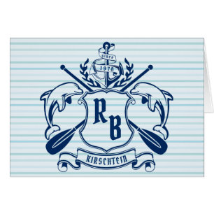 Coastal Emblem Dolphins Anchor Oar Shield Nautical