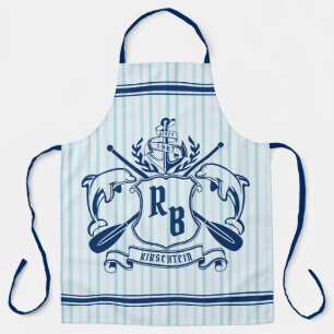 Coastal Emblem Dolphins Anchor Oar Shield Nautical Apron