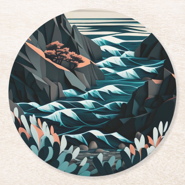 Coastal Energy Round Paper Coaster (Front)