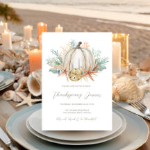 Coastal Fall Pumpkin Seashells Thanksgiving Dinner