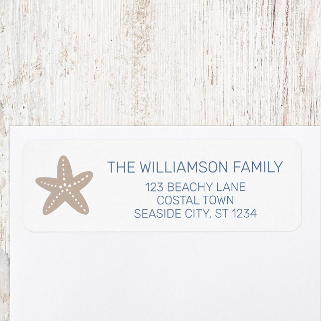 Coastal Family Starfish Minimal Return Address Label (Creator Uploaded)
