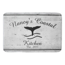 Coastal Farmhouse Monogram Kitchen Mat