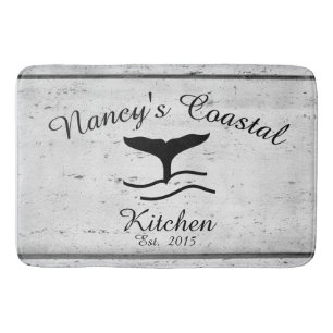 Coastal Farmhouse Monogram Kitchen Mat