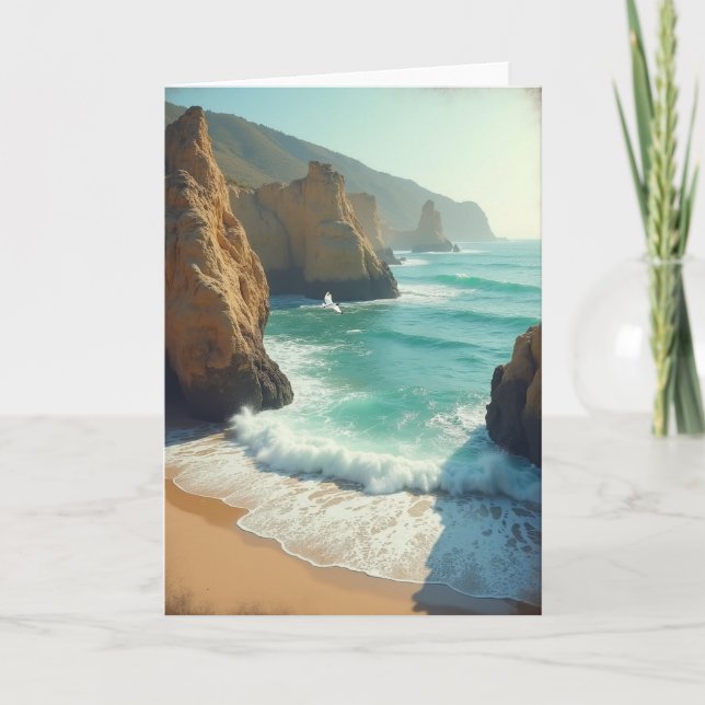 Coastal Fathers Day Wave Art Card (Front)