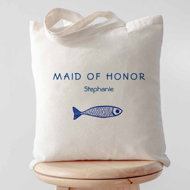 Coastal Fish Blue and White Wedding Party Tote Bag (Creator Uploaded)