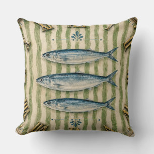 Coastal Fish Nautical Seafood Fishing Cabin Beach Cushion