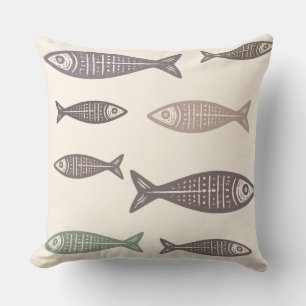 Coastal Fish Pattern Pillow