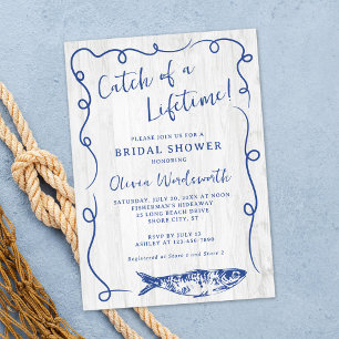 Coastal Fish Rustic Whimsical Bridal Shower Invitation