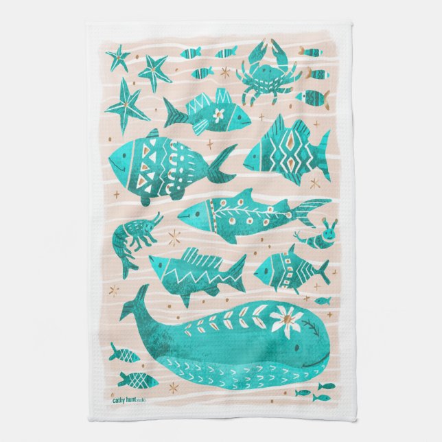 Coastal Fish Tea Towel (Vertical)