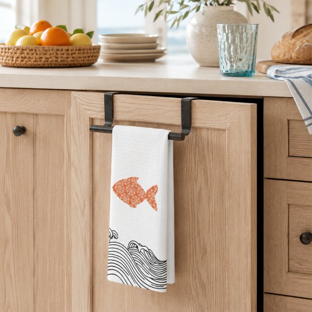 Coastal Fish & Waves Tea Towel (Creator Uploaded)