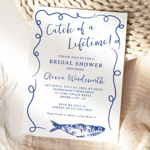 Coastal Fish Whimsical Doodle Bridal Shower Invitation
