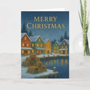 Coastal Fishing Village Christmas Card