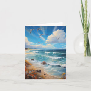 Coastal Flight Shoreline Seagulls Note Card
