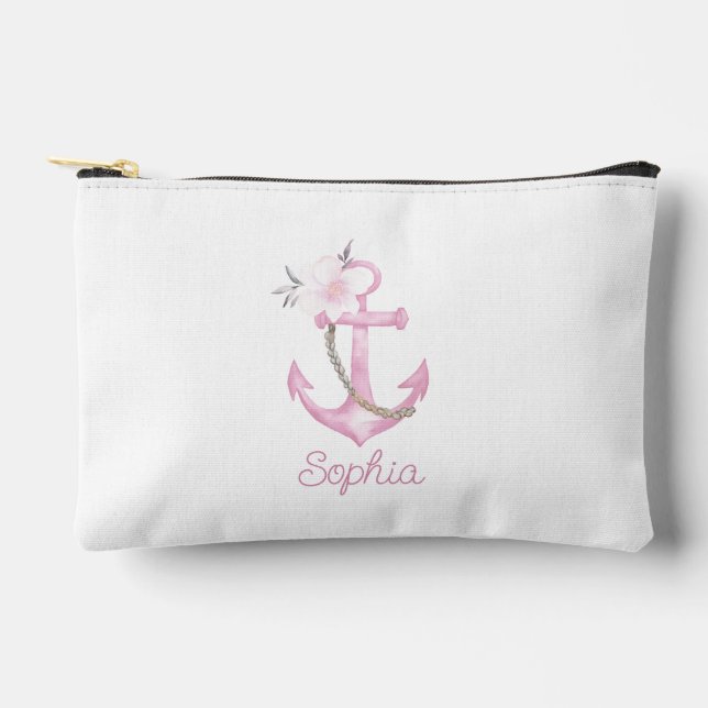 Coastal Floral Anchor Toiletry Bag | Nautical Trav (Front)