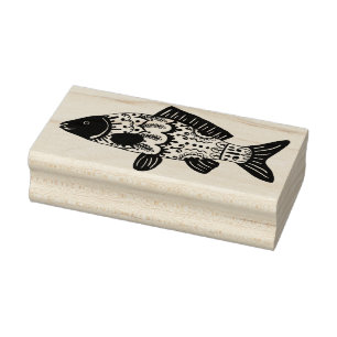 Coastal Floral Patterned Fish Rubber Stamp
