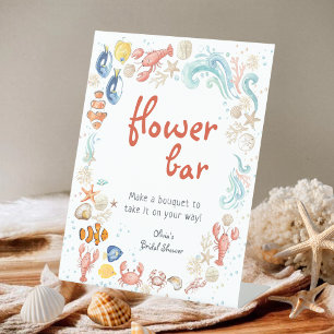 Coastal Flower Bar   Handwritten Bridal Shower Pedestal Sign