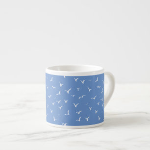 Coastal Flying Birds Light Blue Minimalist Espresso Cup