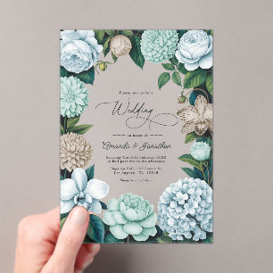 Coastal Fog/Seafoam Tint & Driftwood Beige Wedding Acrylic Invitations