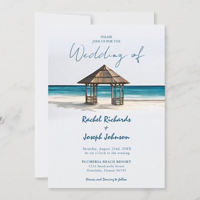 Coastal Gazebo Beach Wedding Invitations (Front)