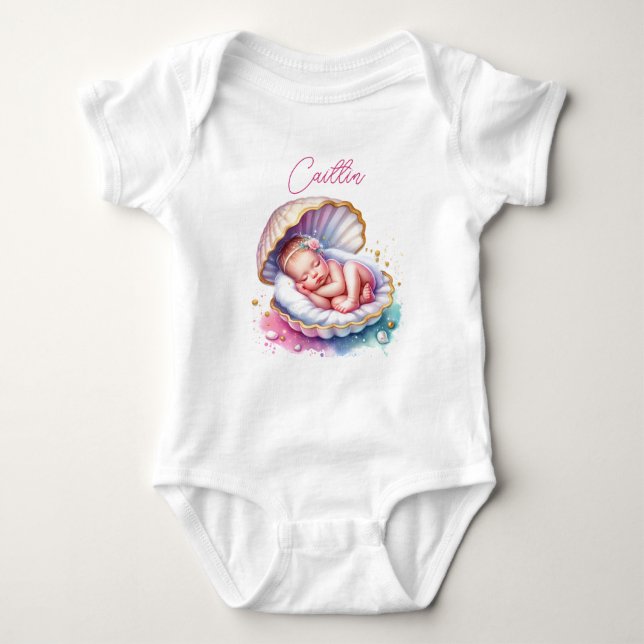 Coastal Girl's Baby Shower Personalised Bodysuit (Front)