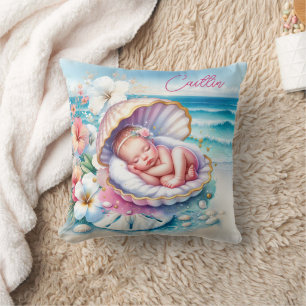 Coastal Girl's Baby Shower Personalised Cushion
