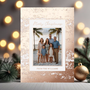 Coastal Glam Foil Custom Christmas Card Holiday  