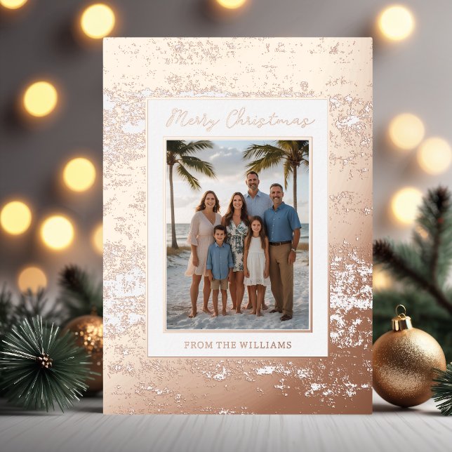 Coastal Glam Foil Custom Christmas Card Holiday   (Creator Uploaded)