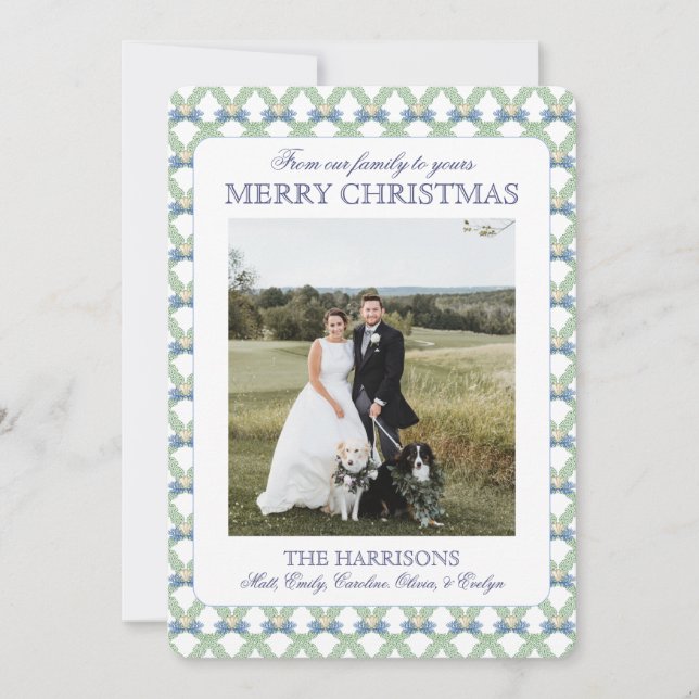 Coastal Grandmillennial Christmas Selfish Photo Holiday Card (Front)