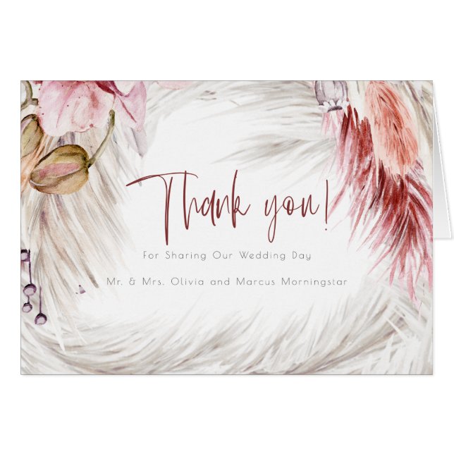 Coastal Grasses Burgundy Pink Ivory Pampas Grass (Front Horizontal)