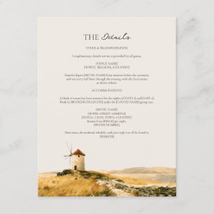 Coastal Greek Island Hillside Wedding Details Enclosure Card