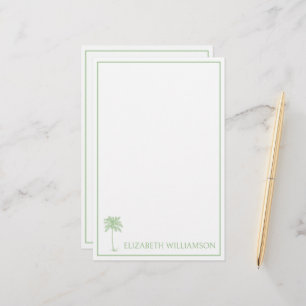 Coastal Green Palmetto Palm Tree Personalised Stationery