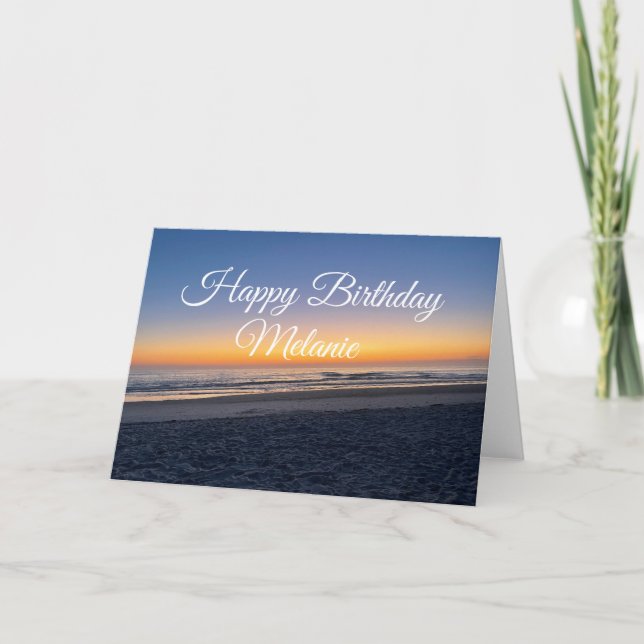 Coastal Happy Birthday Sunset Beach  Card (Front)