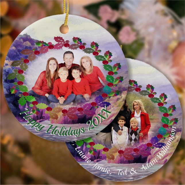 Coastal Happy Holidays 1620 Ceramic Ornament (Creator Uploaded)