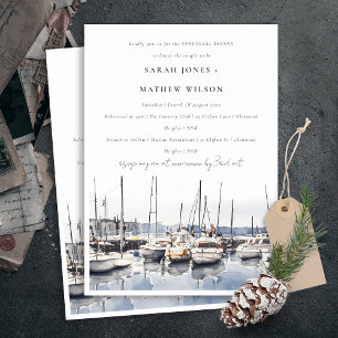 Coastal Harbour Boats Seascape Rehearsal Dinner Invitation