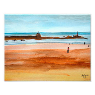 Coastal Harbour Pier and Sandy Beach Photo Print