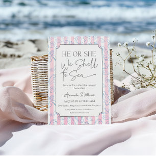 Coastal He Or She Shell Sea You Soon Gender Reveal Invitation