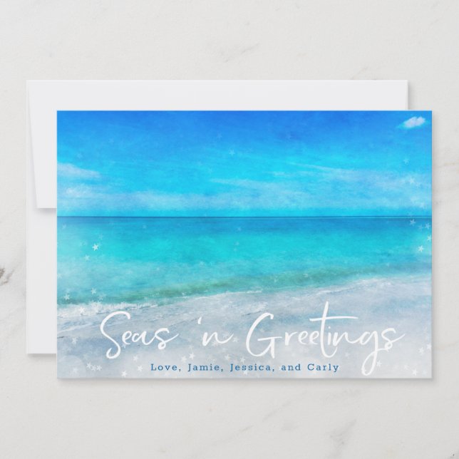 COASTAL HOLIDAY CARD | Tropical Beach Christmas (Front)
