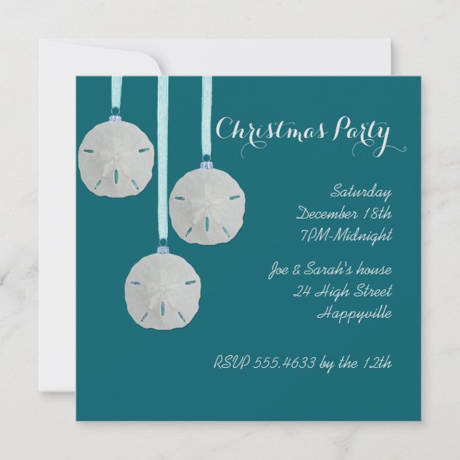 Coastal Holiday House Party Teal Invitation (Front)