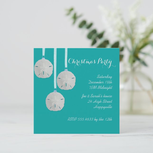 Coastal Holiday House Party Turquoise Invitation (Standing Front)