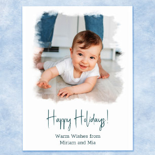 Coastal Holiday Photo Postcard White Watercolor