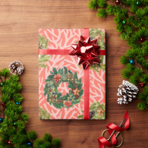 Coastal Holiday Tropical Island Wreaths Wrapping Paper