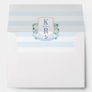 Coastal Hydrangea Crest Wedding Return Address Envelope