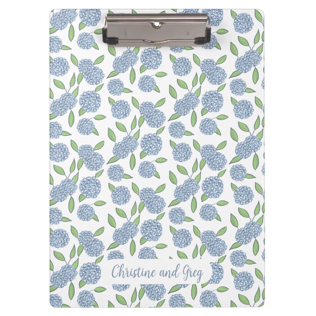 Coastal Hydrangea Wedding Planner Itinerary Folder Clipboard (Front)