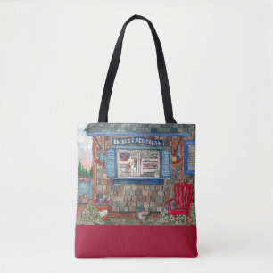 Coastal Ice Cream Shop Watercolor Tote Bag
